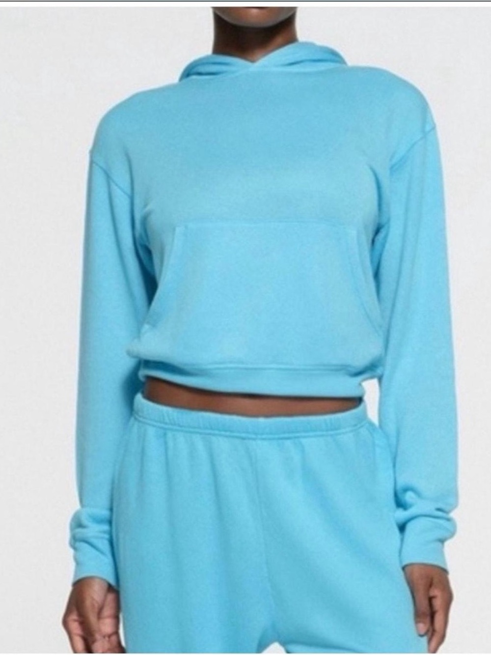 SKIMS Light Blue Cropped Hoodie
